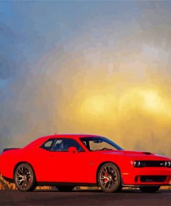 Red Challenger Hellcat Paint By Numbers