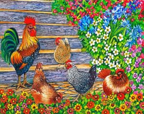 Rooster And Hen Paint By Numbers