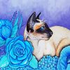 Siamese With Blue Roses Paint By Numbers