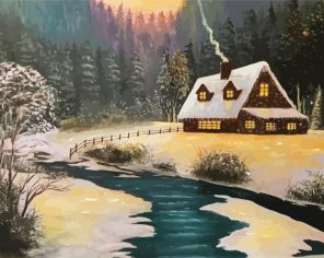 Snowy Lodge Paint By Numbers