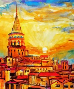 Sunset Of Galata Tower Paint By Numbers