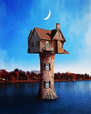 Treehouse Illustration Paint By Numbers