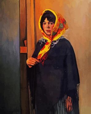 Lady Wearing Scarf Paint By Numbers