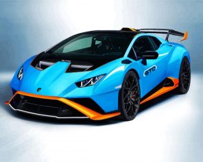 Blue Huracan Engine Paint By Numbers