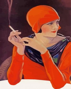 Deco Lady Smoking Paint By Numbers