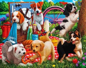 Puppies Having Fun Paint By Numbers