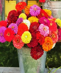 Zinnias In Jug Paint By Numbers