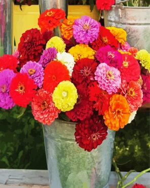 Zinnias In Jug Paint By Numbers