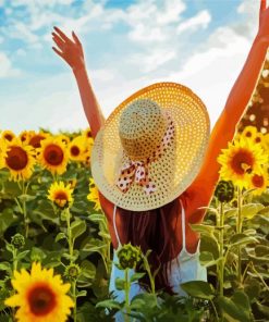 Woman With Sunflowers Paint By Numbers