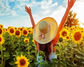 Woman With Sunflowers Paint By Numbers