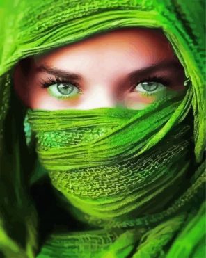 Woman With Green Eyes Paint By Numbers