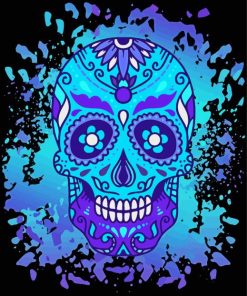 Blue Sugar Skull Paint By Numbers