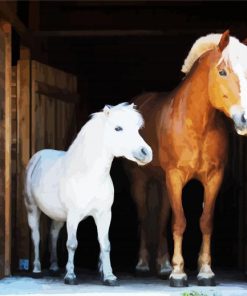 White And Brown Ponies Paint By Numbers