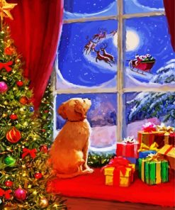 Dog In Christmas Paint By Numbers