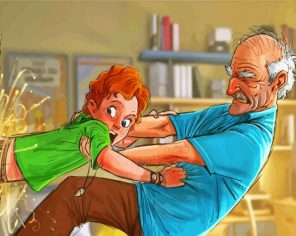 Stylish Grandpa With Son Paint By Numbers