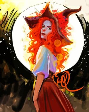 Red Hair Witch Paint By Numbers