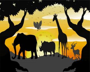 Safari Silhouette Paint By Numbers