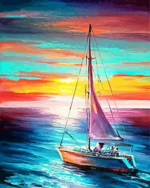 Sail Boat Sunset Paint By Numbers