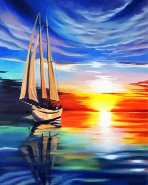 Colorful Sail Boat Paint By Numbers