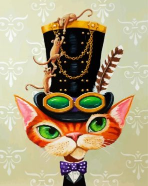 Steampunk Cat Paint By Numbers