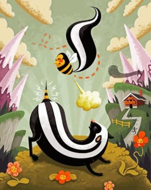 Cute Bee And Skunks Paint By Numbers