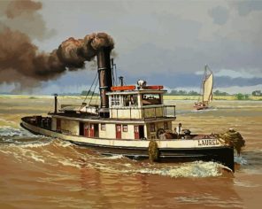 Vintage TugBoat Paint By Numbers