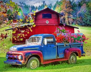 Old Blooming Car Paint By Numbers