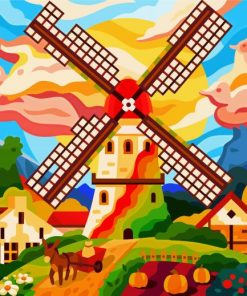 Colorful Windmil Paint By Numbers