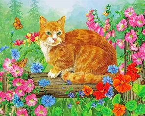 Kitty And Blossoms Paint By Numbers