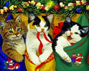 Christmas Kitties Paint By Numbers