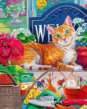 Kitty With Flowers Paint By Numbers