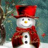 Snowman With Red hat Paint By Numbers