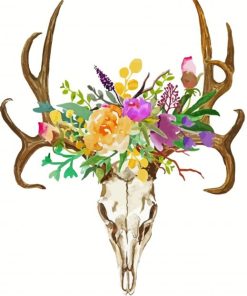 Floral Deer Skull Paint By Numbers