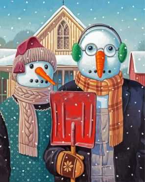 Snowman Couple Paint By Numbers