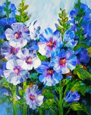 Blue Hollyhocks Paint By Numbers