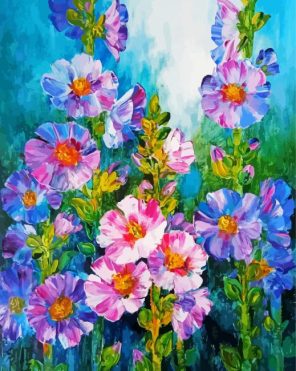 Hollyhocks Flowers Paint By Numbers