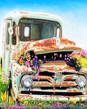 Antique Floral Car Paint By Numbers