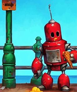 Red Robot Paint By Numbers