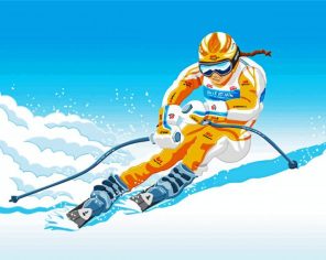 Skier Illustration Paint By Numbers