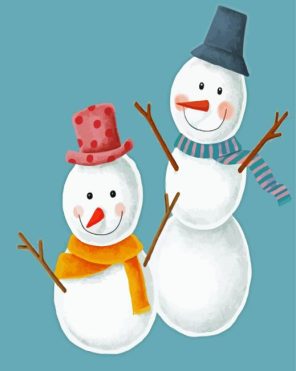 Snowmen Illustration Paint By Numbers