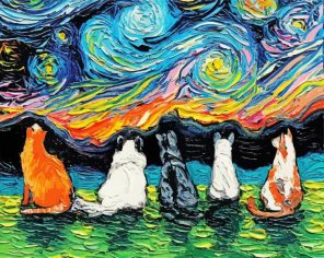 Cats Starry The Night Paint By Numbers