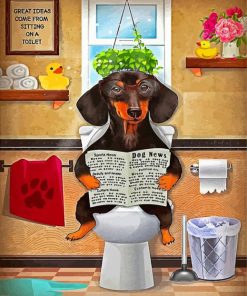 Adorable Dog In Toilet Paint By Numbers