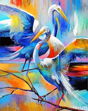 Colorful Crane Birds Paint By Numbers