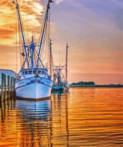 Shrimp Boat At Sunset Paint By Numbers