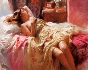 Sleeping Lady On Bed Paint By Numbers