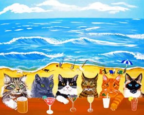 Kitties On Beach Paint By Numbers