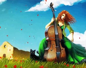 Anime Lady With Cello Paint By Numbers