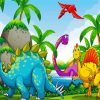 Cartoon Dinasaurs Paint By Numbers