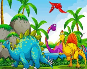 Cartoon Dinasaurs Paint By Numbers