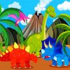 Dinosaurs Cartoon Paint By Numbers